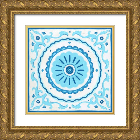 Folk Tile I Gold Ornate Wood Framed Art Print with Double Matting by Vess, June Erica