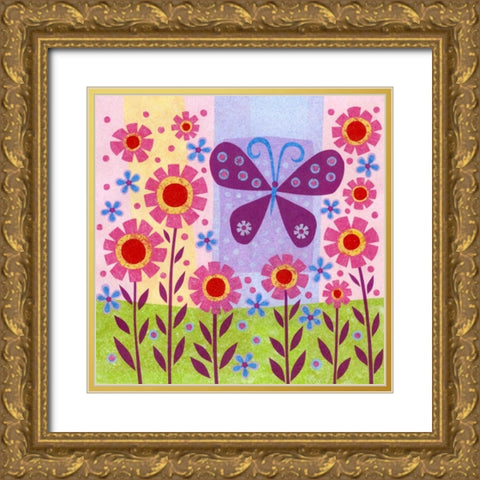 Butterfly Meadow Gold Ornate Wood Framed Art Print with Double Matting by Conway, Kim