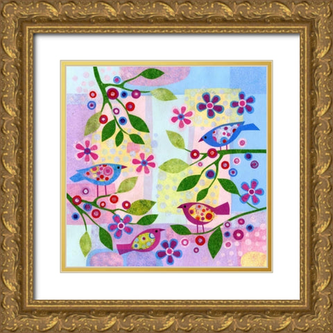 Bird Spots Gold Ornate Wood Framed Art Print with Double Matting by Conway, Kim