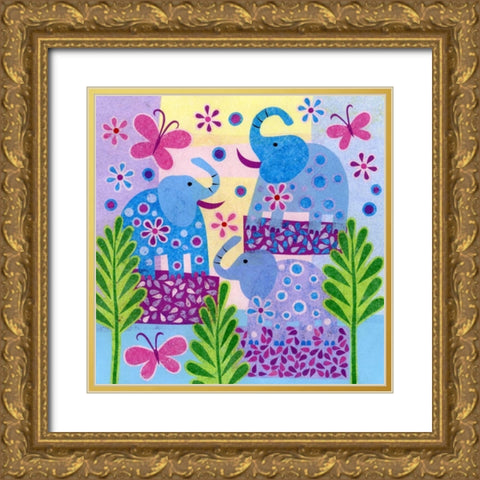 Elephant Sunshine Gold Ornate Wood Framed Art Print with Double Matting by Conway, Kim