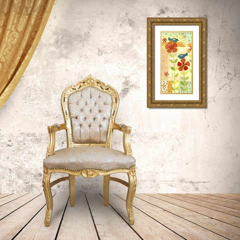 Little Birds I Gold Ornate Wood Framed Art Print with Double Matting by Conway, Kim