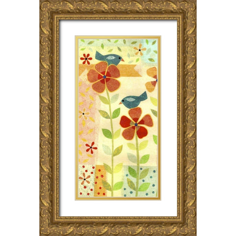 Little Birds I Gold Ornate Wood Framed Art Print with Double Matting by Conway, Kim