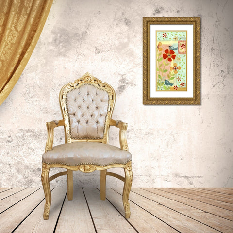 Little Birds II Gold Ornate Wood Framed Art Print with Double Matting by Conway, Kim