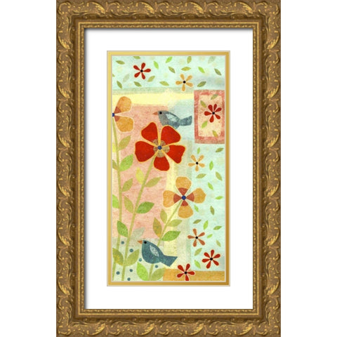 Little Birds II Gold Ornate Wood Framed Art Print with Double Matting by Conway, Kim