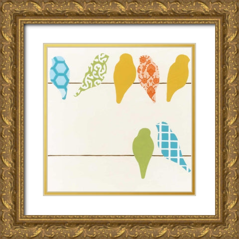 Patterned Perch I Gold Ornate Wood Framed Art Print with Double Matting by Vess, June Erica