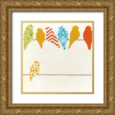 Patterned Perch II Gold Ornate Wood Framed Art Print with Double Matting by Vess, June Erica