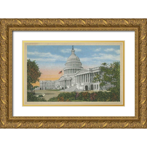 Capitol Building, Washington, D.C. Gold Ornate Wood Framed Art Print with Double Matting by Unknown