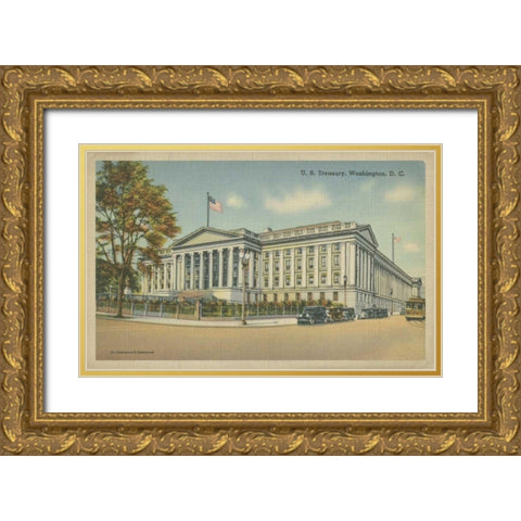 Treasury Building, Washington, D.C. Gold Ornate Wood Framed Art Print with Double Matting by Unknown