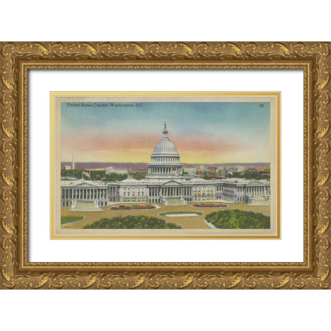Capitol Panoramic, Washington, D.C. Gold Ornate Wood Framed Art Print with Double Matting by Unknown