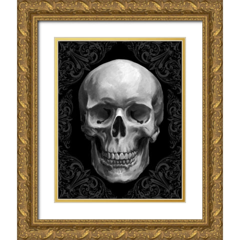 Glam Skull Gold Ornate Wood Framed Art Print with Double Matting by Harper, Ethan
