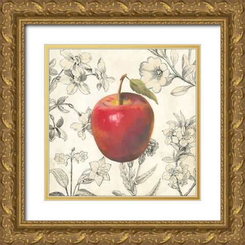 Apple and Botanicals Gold Ornate Wood Framed Art Print with Double Matting by Meagher, Megan