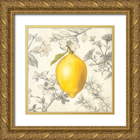 Lemon and Botanicals Gold Ornate Wood Framed Art Print with Double Matting by Meagher, Megan