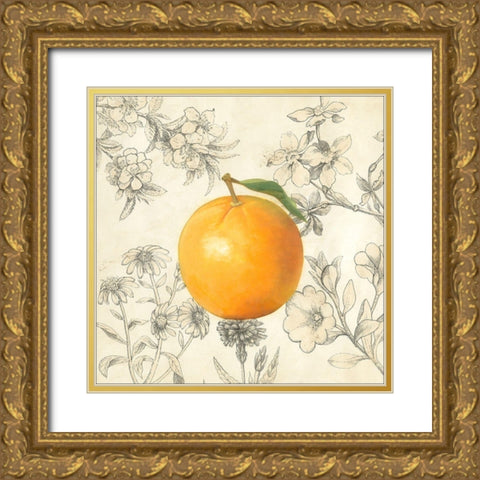 Orange and Botanicals Gold Ornate Wood Framed Art Print with Double Matting by Meagher, Megan