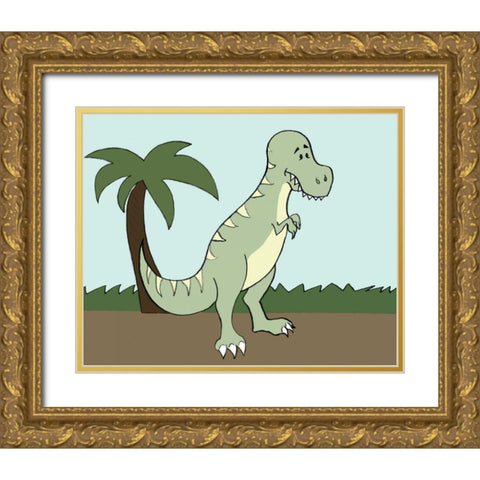 Prehistoric Playtime I Gold Ornate Wood Framed Art Print with Double Matting by Ilosky, Pam