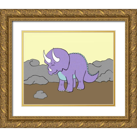 Prehistoric Playtime II Gold Ornate Wood Framed Art Print with Double Matting by Ilosky, Pam