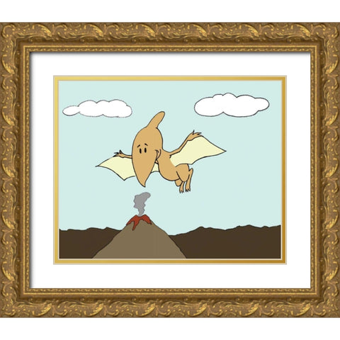 Prehistoric Playtime III Gold Ornate Wood Framed Art Print with Double Matting by Ilosky, Pam