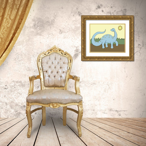 Prehistoric Playtime IV Gold Ornate Wood Framed Art Print with Double Matting by Ilosky, Pam