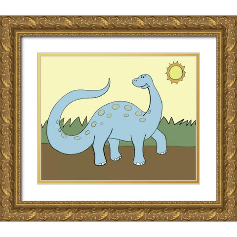 Prehistoric Playtime IV Gold Ornate Wood Framed Art Print with Double Matting by Ilosky, Pam