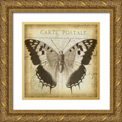 Carte Postale Butterfly II Gold Ornate Wood Framed Art Print with Double Matting by Goldberger, Jennifer
