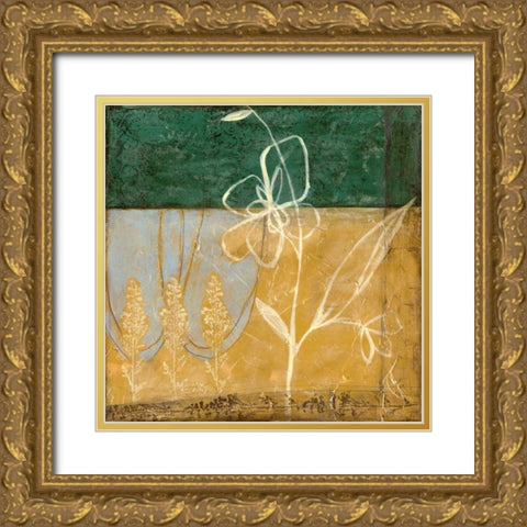 Small Pressed Wildflowers II Gold Ornate Wood Framed Art Print with Double Matting by Goldberger, Jennifer