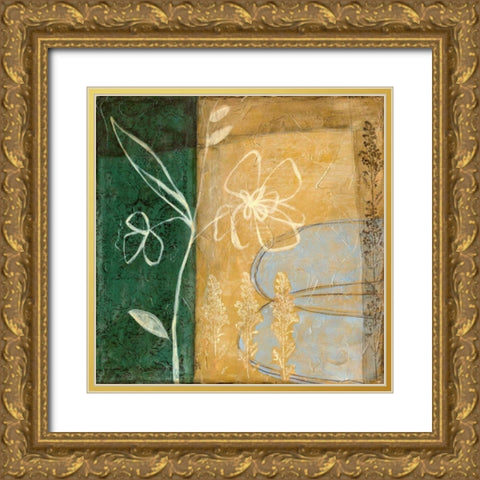 Small Pressed Wildflowers III Gold Ornate Wood Framed Art Print with Double Matting by Goldberger, Jennifer