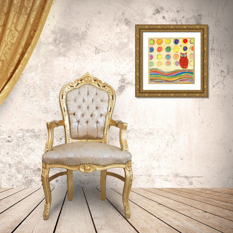 Feathers- Dots and Stripes IV Gold Ornate Wood Framed Art Print with Double Matting by Blixt, Ingrid