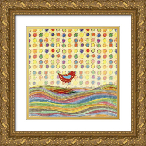 Feathers, Dots and Stripes VII Gold Ornate Wood Framed Art Print with Double Matting by Blixt, Ingrid