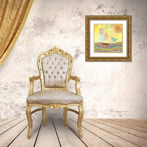 Feathers, Dots and Stripes IX Gold Ornate Wood Framed Art Print with Double Matting by Blixt, Ingrid