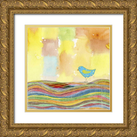 Feathers, Dots and Stripes IX Gold Ornate Wood Framed Art Print with Double Matting by Blixt, Ingrid