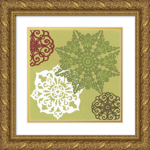Winter Lace II Gold Ornate Wood Framed Art Print with Double Matting by Vess, June Erica