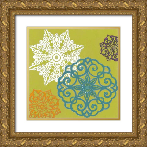 Vibrant Winter Lace I Gold Ornate Wood Framed Art Print with Double Matting by Vess, June Erica
