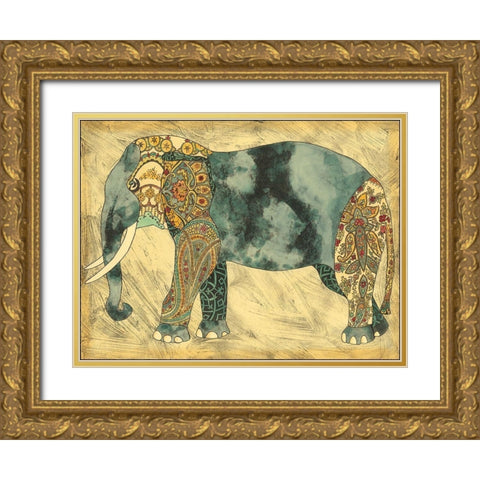 Royal Elephant Gold Ornate Wood Framed Art Print with Double Matting by Zarris, Chariklia