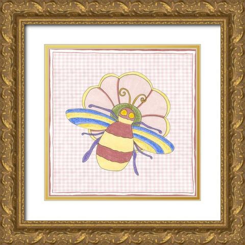 Silhouette on Pink Gingham I Gold Ornate Wood Framed Art Print with Double Matting by Slocum, Nancy