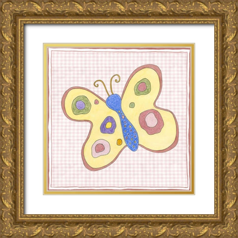 Silhouette on Pink Gingham II Gold Ornate Wood Framed Art Print with Double Matting by Slocum, Nancy