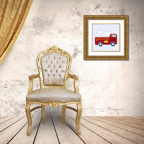 Silhouette on Blue Gingham I Gold Ornate Wood Framed Art Print with Double Matting by Slocum, Nancy