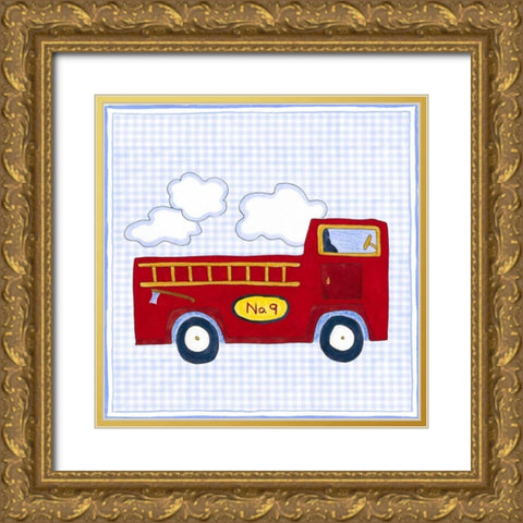 Silhouette on Blue Gingham I Gold Ornate Wood Framed Art Print with Double Matting by Slocum, Nancy