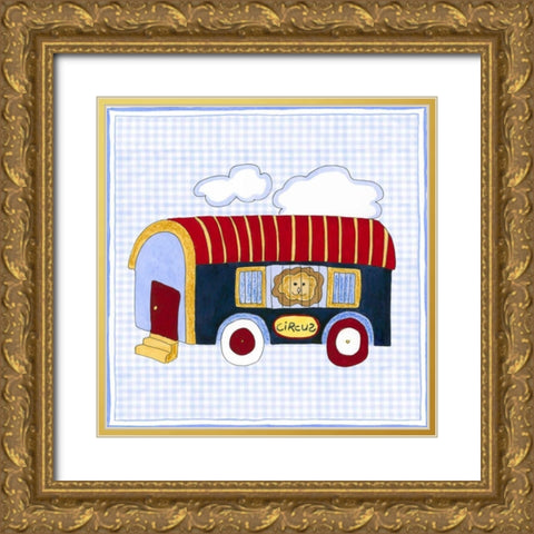 Silhouette on Blue Gingham II Gold Ornate Wood Framed Art Print with Double Matting by Slocum, Nancy