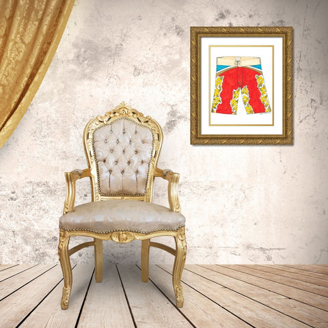 Surf Shorts II Gold Ornate Wood Framed Art Print with Double Matting by Unknown