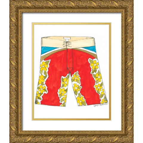 Surf Shorts II Gold Ornate Wood Framed Art Print with Double Matting by Unknown