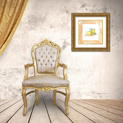 Charlies Bulldozer Gold Ornate Wood Framed Art Print with Double Matting by Swinford, Charles