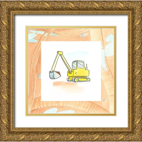 Charlies Backhoe Gold Ornate Wood Framed Art Print with Double Matting by Swinford, Charles