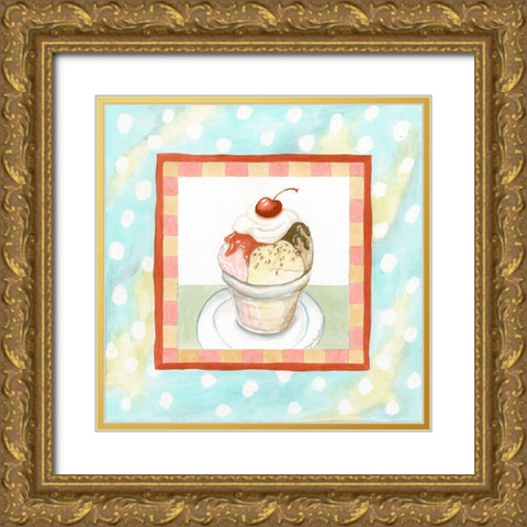 Ice Cream Sundae Gold Ornate Wood Framed Art Print with Double Matting by Meagher, Megan
