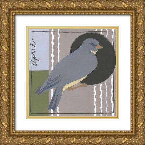 Avian April Gold Ornate Wood Framed Art Print with Double Matting by Meagher, Megan
