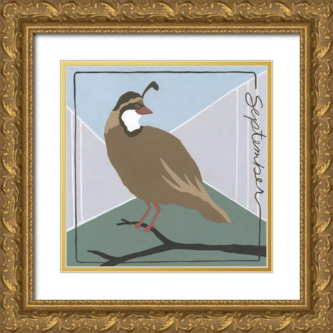 Avian September Gold Ornate Wood Framed Art Print with Double Matting by Meagher, Megan