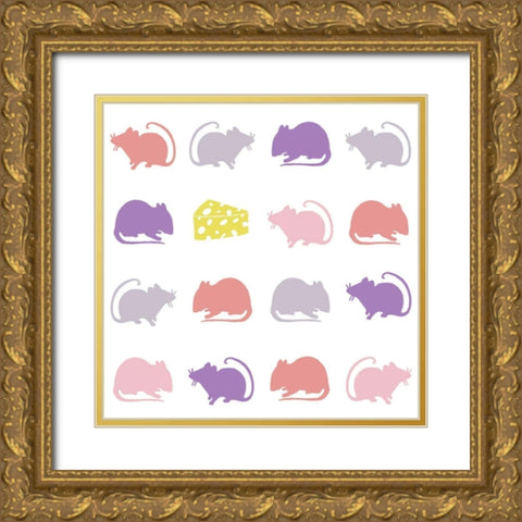 Animal Sudoku in Pink V Gold Ornate Wood Framed Art Print with Double Matting by Zarris, Chariklia