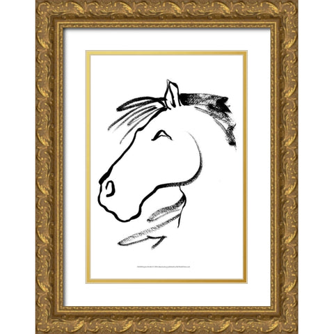 Equine Profile I Gold Ornate Wood Framed Art Print with Double Matting by Ludwig, Alicia