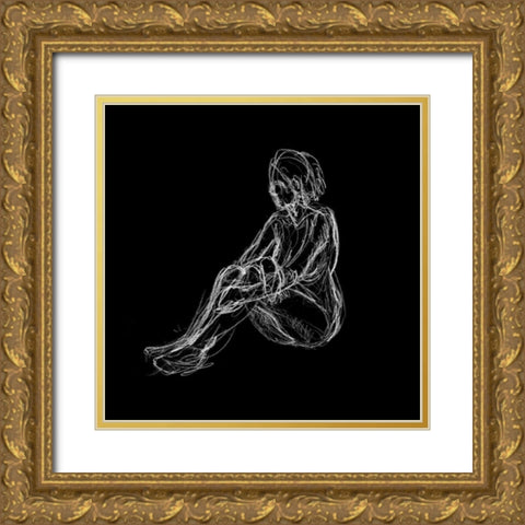 Figure Study on Black I Gold Ornate Wood Framed Art Print with Double Matting by Swinford, Charles