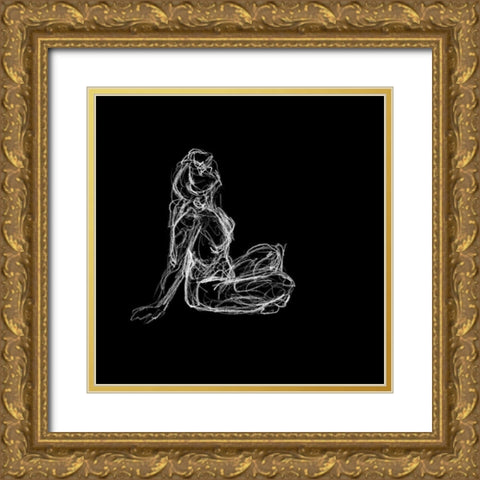 Figure Study on Black II Gold Ornate Wood Framed Art Print with Double Matting by Swinford, Charles