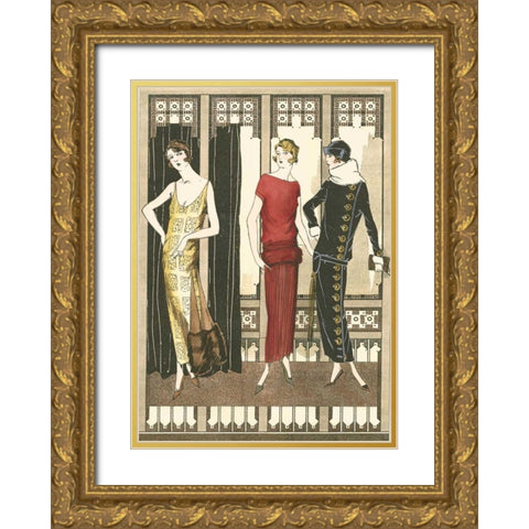 Art Deco Elegance I Gold Ornate Wood Framed Art Print with Double Matting by Vision Studio