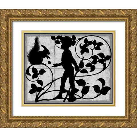 Child Silhouette I Gold Ornate Wood Framed Art Print with Double Matting by Unknown